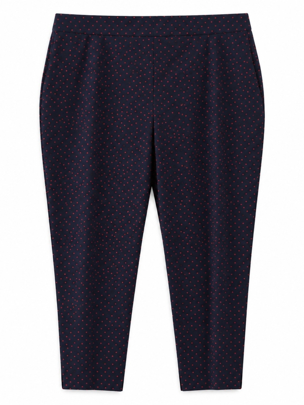 Court & Rowe 18W Navy Red Dot Stretch Ankle Pants Plus Size Office Casual Preppy